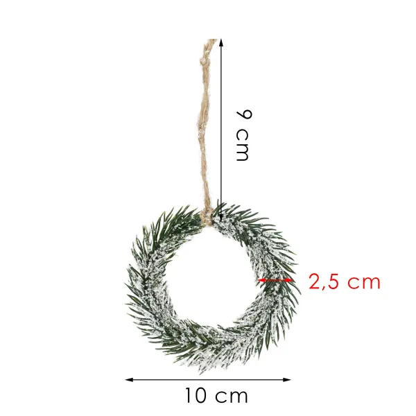 Christmas Ornament Springos CA1210, Green Mini Wreath, 10 cm