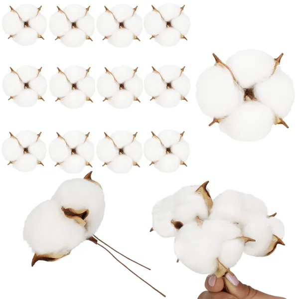 Artificial cotton Springos CA1215 12 pcs, Christmas decorations on wire