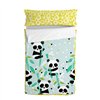 Quilted Zipper Bedding HappyFriday Moshi Moshi Panda Garden Blue Blue 105 x 200 cm