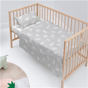 Bedding set HappyFriday Basic Kids Clouds Grey Baby Crib 2 Pieces