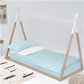 Quilted Zipper Bedding HappyFriday Basic Blue 105 x 200 cm Gingham