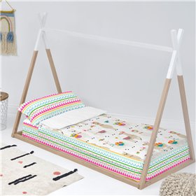 Quilt Cover without Filling HappyFriday Moshi Moshi Cute Llamas Multicolour 90 x 200 cm