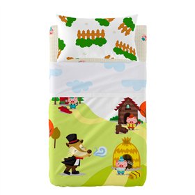 Bedding set HappyFriday Mr Fox Piggys Multicolour Baby Crib 2 Pieces