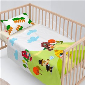 Bedding set HappyFriday Mr Fox Piggys Multicolour Baby Crib 2 Pieces