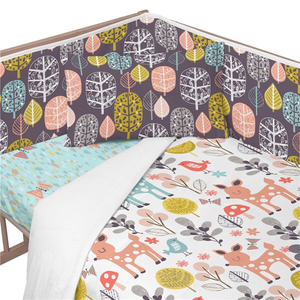 Cot protector HappyFriday Moshi moshi Woodland Multicolour 210 x 40 cm