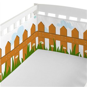 Cot protector HappyFriday Mr Fox Piggys Multicolour 210 x 40 cm