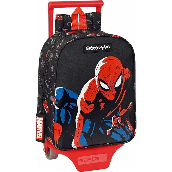 School Rucksack with Wheels Safta Spiderman Hero Black 22 x 27 x 10 cm
