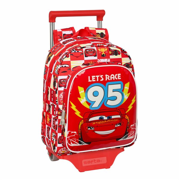 School Rucksack with Wheels Safta Let's Race White