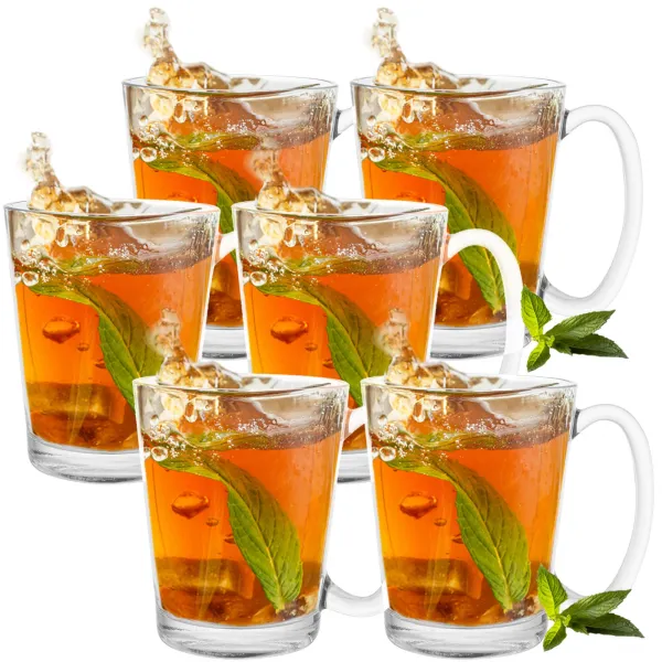 Coffee and tea glasses Springos HA7497, 6 pcs, 300 ml with handle, latte set