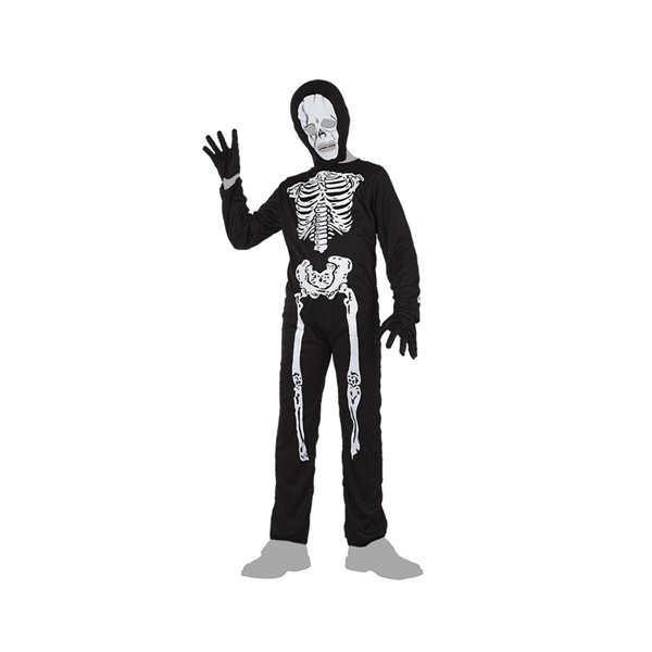 Costume for Children Black Skeleton 7-9 Years (3 Pieces)