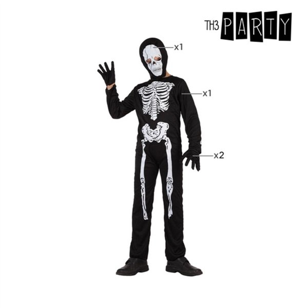 Costume for Children Black Skeleton 7-9 Years (3 Pieces)