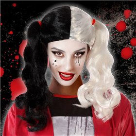 Halloween Wig White Harlequin