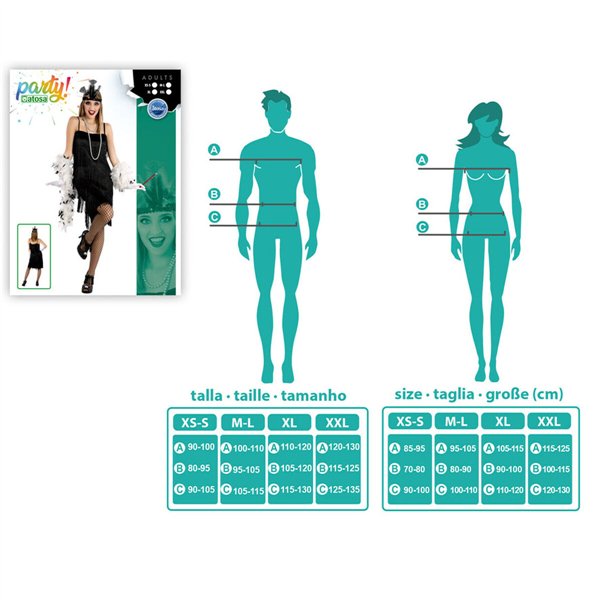 Costume for Adults Black Charleston XXL