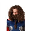Wig with beard Male Viking Brown