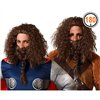 Wig with beard Male Viking Brown