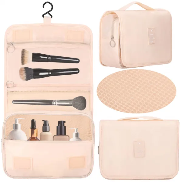 Travel organizer for cosmetics Springos HA7489 23x19x9.5 cm beige airplane cosmetic bag