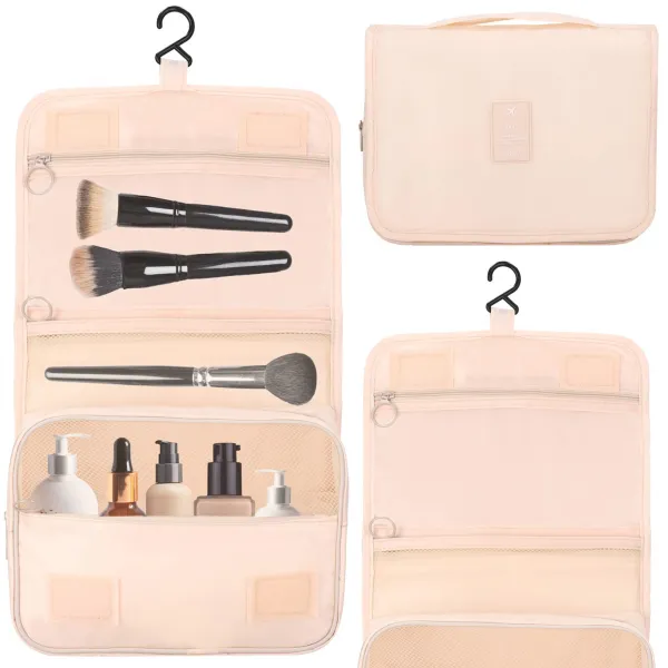 Travel organizer for cosmetics Springos HA7489 23x19x9.5 cm beige airplane cosmetic bag