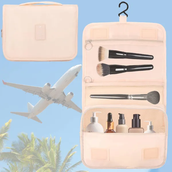 Travel organizer for cosmetics Springos HA7489 23x19x9.5 cm beige airplane cosmetic bag
