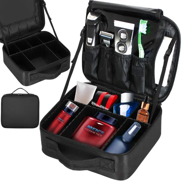 Travel organizer for cosmetics, cosmetic bag with adjustable compartments, Springos HA7492 black