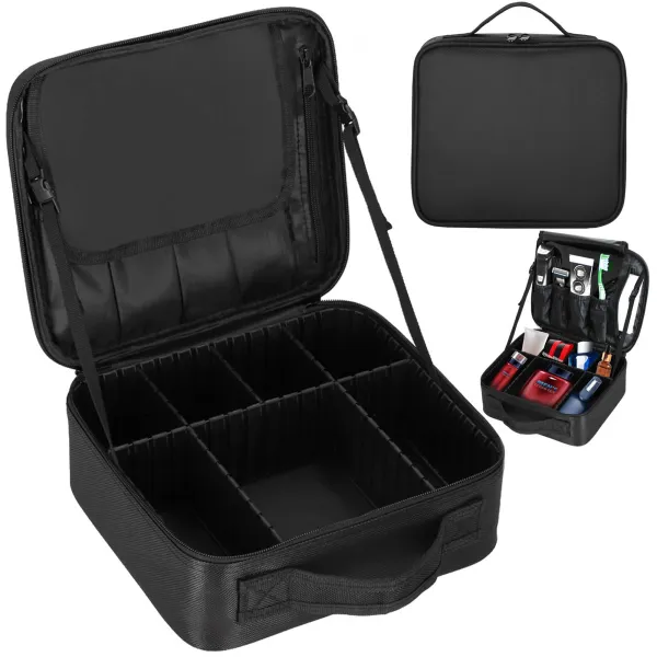 Travel organizer for cosmetics, cosmetic bag with adjustable compartments, Springos HA7492 black