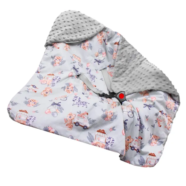 Baby wrap for Springos SB0054 car seat, carrier, 77x77cm double-sided hooded blanket