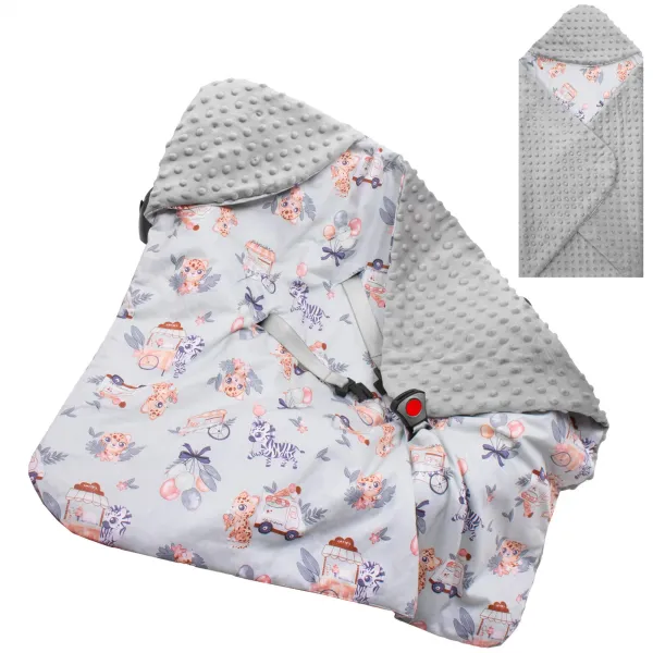 Baby wrap for Springos SB0054 car seat, carrier, 77x77cm double-sided hooded blanket