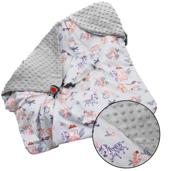 Baby wrap for Springos SB0054 car seat, carrier, 77x77cm double-sided hooded blanket