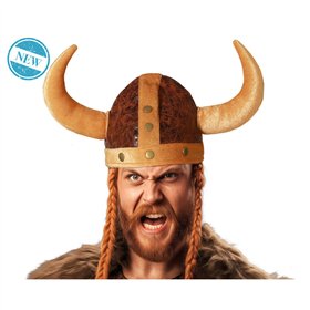 Hat Male Viking Brown Horns One size