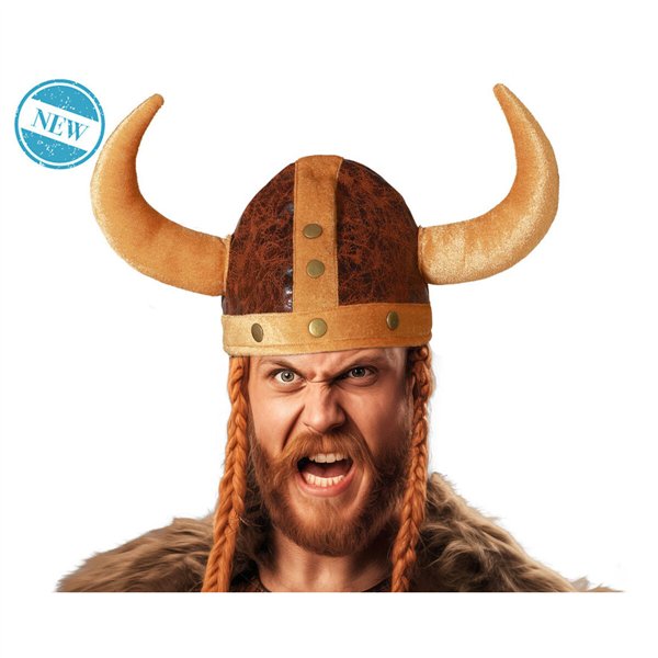 Hat Male Viking Brown Horns One size