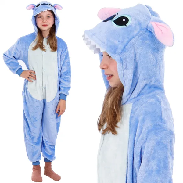 Laste kigurumi pidžaama Stitch, üheosaline kombinesoon Springos HA5065, suurus 120-130 cm