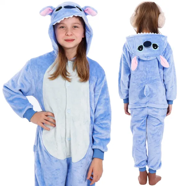 Bērnu kigurumi pidžama Stitch, viengabala kombinezons Springos HA5065, izmērs 120-130 cm