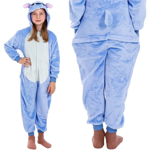 Bērnu kigurumi pidžama Stitch, viengabala kombinezons Springos HA5065, izmērs 120-130 cm
