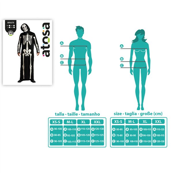 Costume for Adults Skeleton XXL