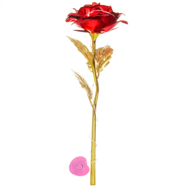 Amžina rožė Springos HA5158, 25 cm, šviečianti LED dekoracija, raudona gėlė