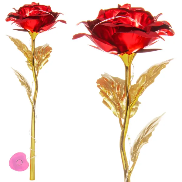 Eternal Rose Springos HA5158, 25 cm, LED Light Decoration, Red Flower