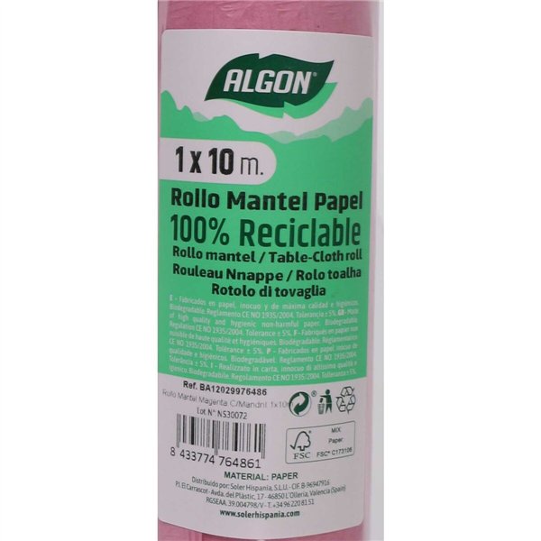 Tablecloth roll Algon Magenta 1 x 10 m (12 Units)