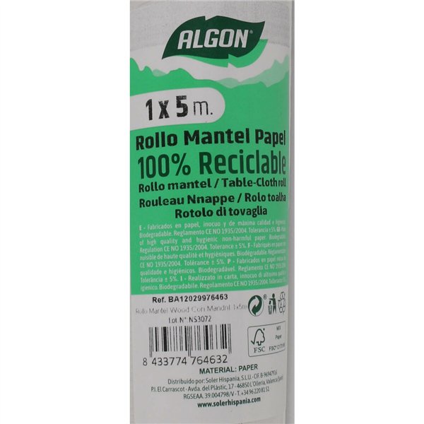 Tablecloth roll Algon Disposable Wood 1 x 5 m (16 Units)