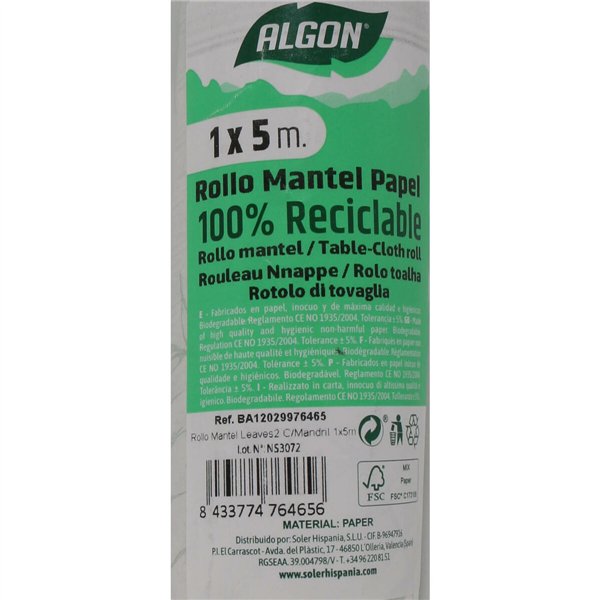 Tablecloth roll Algon Disposable Sheets 1 x 5 m (16 Units)