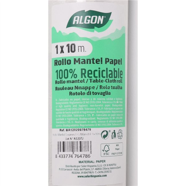 Tablecloth roll Algon Disposable Sheets 1 x 10 m (12 Units)