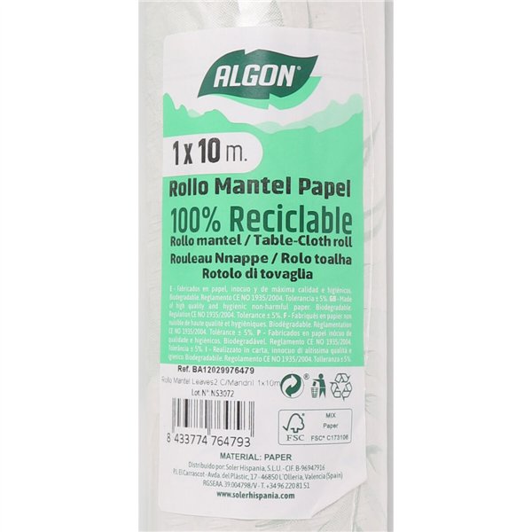 Tablecloth roll Algon Disposable Sheets 1 x 10 m (12 Units)