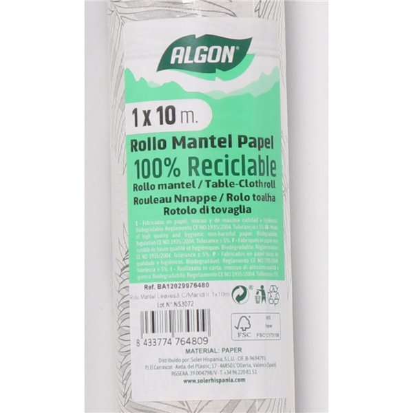 Tablecloth roll Algon Disposable Sheets 1 x 10 m (12 Units)