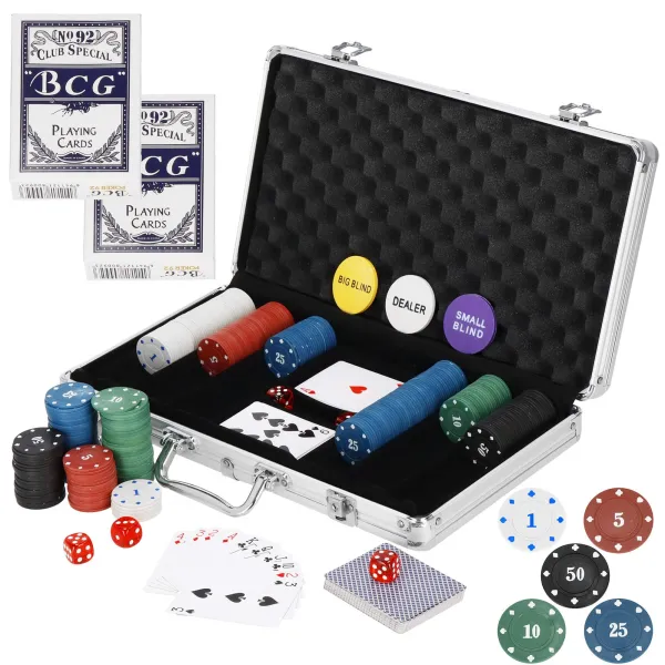 Poker set 300 chips, cards, mat, dice, case Springos KG0022