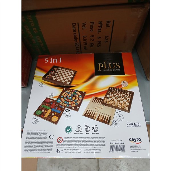 Set of 5 Board Games Cayro Plus Wood 29 x 29 cm