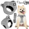 Pressure-free dog and cat harness set Springos PA0236, S 6-8 kg + 150 cm leash, grey