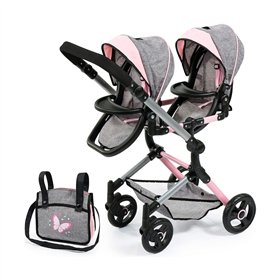 Doll Stroller Reig Grey 81 cm Twinned