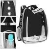 Pet carrier backpack for cats, rabbits, and dogs Springos PA0229, up to 12 kg, 40 x 34 x 21 cm, gray, transparent