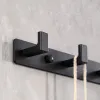 Wall-mounted bathroom hanger with 4 hooks Springos HA5178, aluminum, black, for hallway and kitchen