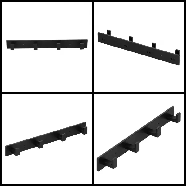 Wall-mounted bathroom hanger with 4 hooks Springos HA5178, aluminum, black, for hallway and kitchen