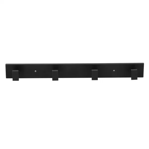 Wall-mounted bathroom hanger with 4 hooks Springos HA5178, aluminum, black, for hallway and kitchen