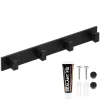 Wall-mounted bathroom hanger with 4 hooks Springos HA5178, aluminum, black, for hallway and kitchen
